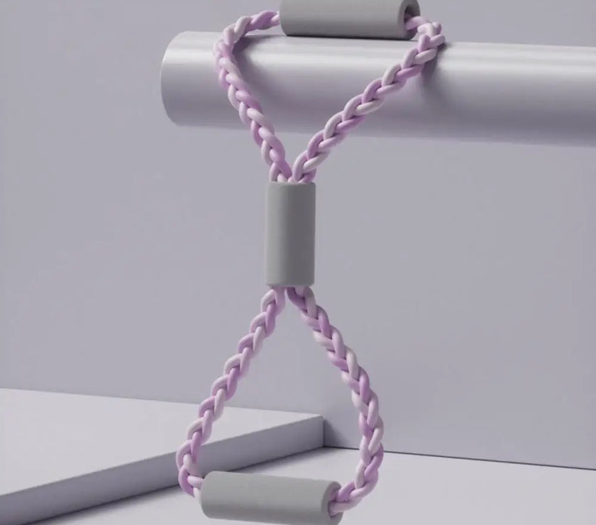 Resistance band with braided design on a white background