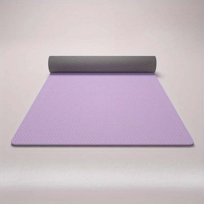 Purple yoga mat with gray on a light gray background