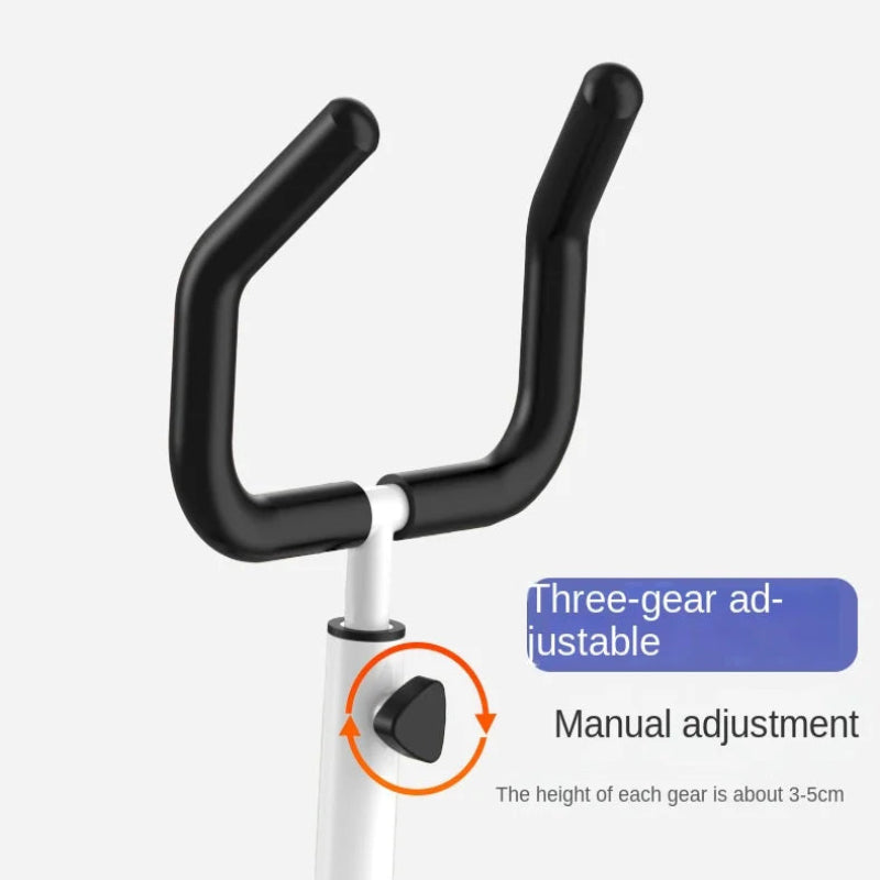 Black bicycle handlebar with manual adjustment feature on a white background