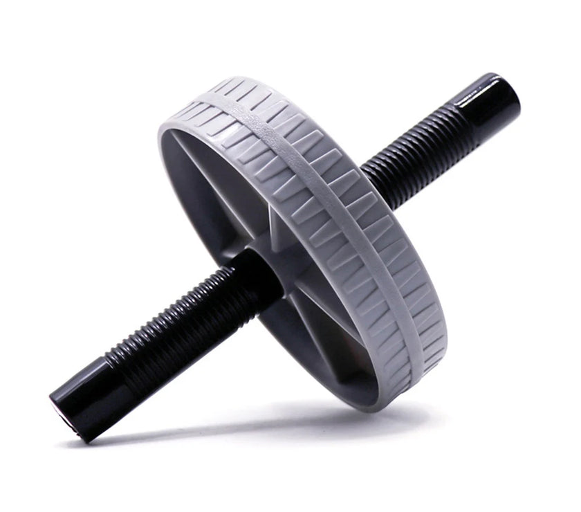 Gray and black ab roller on a white background
