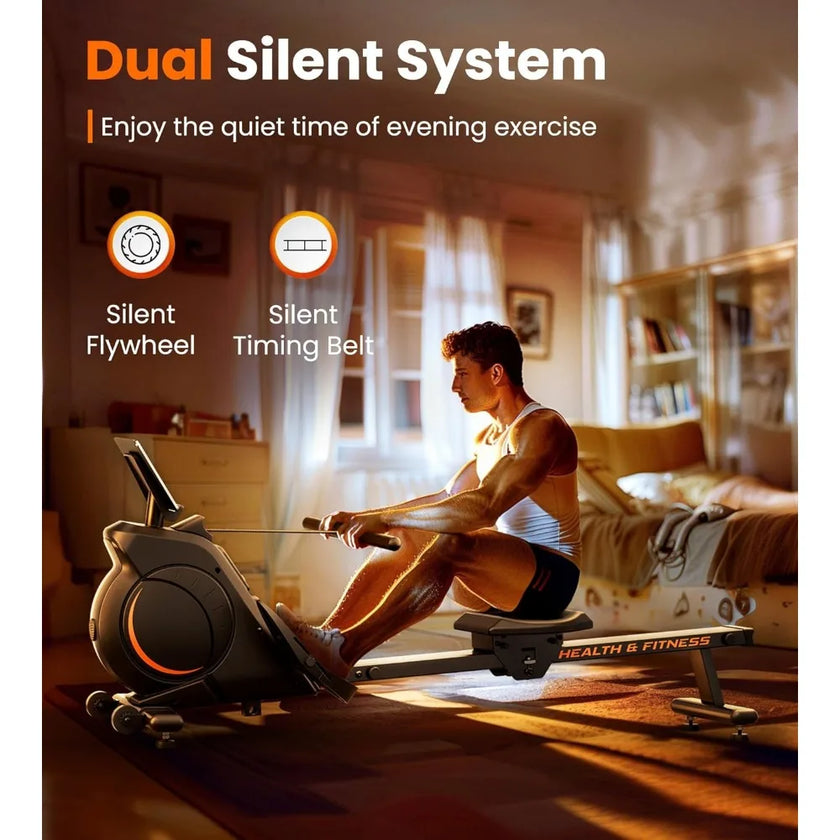 Magnetic/water Rowing Machine, Weighing 350 Pounds, Household Foldable Rowing Machine with Bluetooth and Tablet Stand