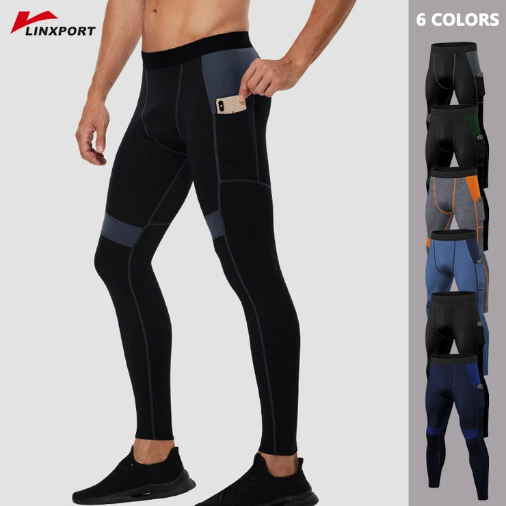 Slim-fit compression tights for men with muscle support – ideal for jogging, cycling, and yoga