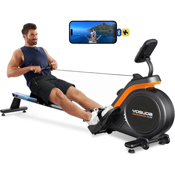 Magnetic/Water Rowing Machine 350 LB Weight Capacity - Foldable Rower for Home Use with Bluetooth