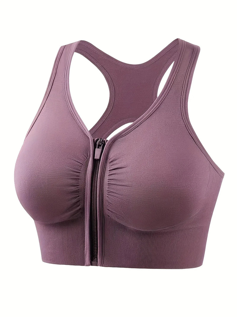 Front Zipper Seamless Sport Bra