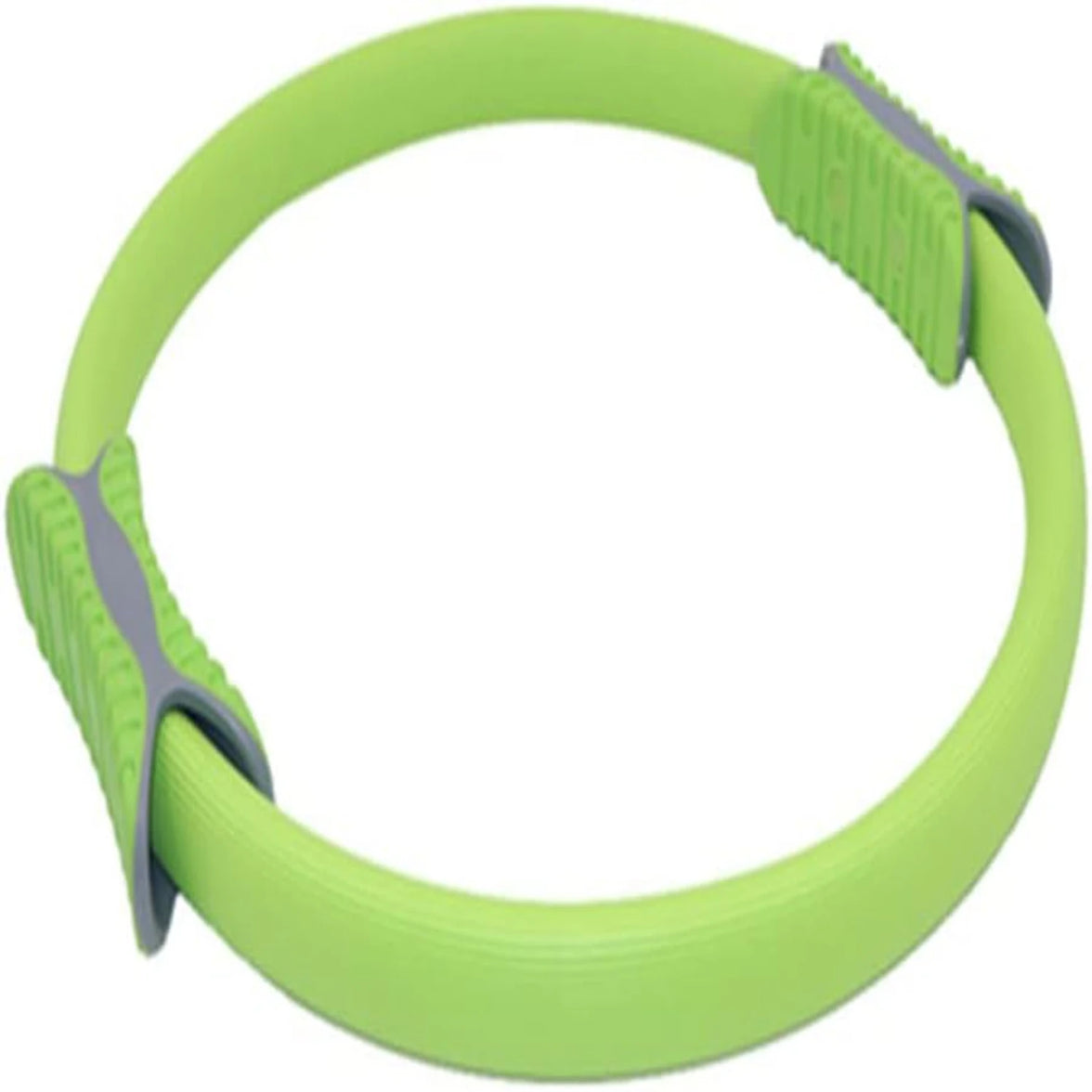 Green dog collar with gray hardware on a white background