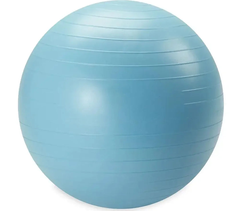 Blue exercise ball on a white background
