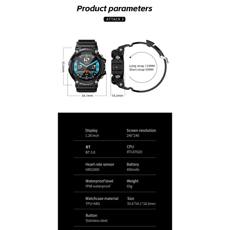 Heart Rate Monitor Touch Screen Smartwatch