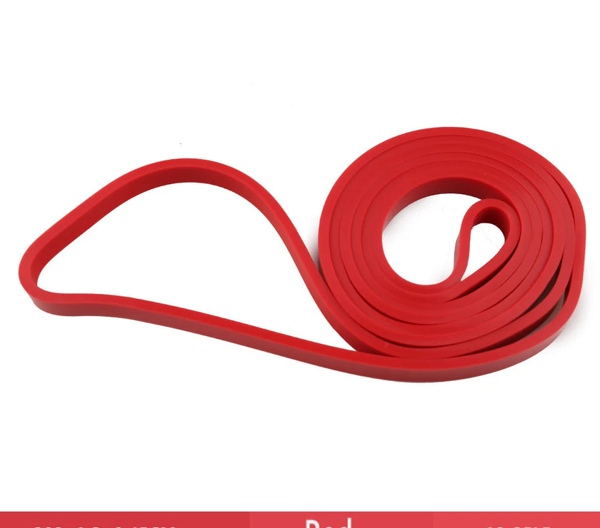 Red elastic band with specifications on a white background