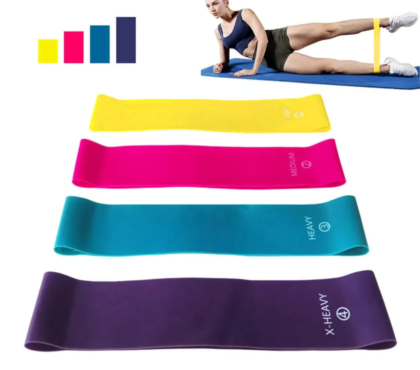 60cm Yoga Elastic Sport Exercise Fitness Bands  4 Different Levels training Resistance Bands Pilates Crossfit Workout Equipment