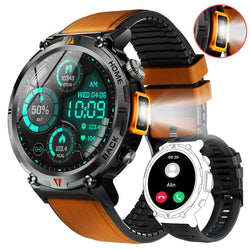 EIGIIS 2024 New KE3 Bluetooth Call Smart Watch Men Full Touch Screen Health Monitor Clock With Flashlight  For IOS Android